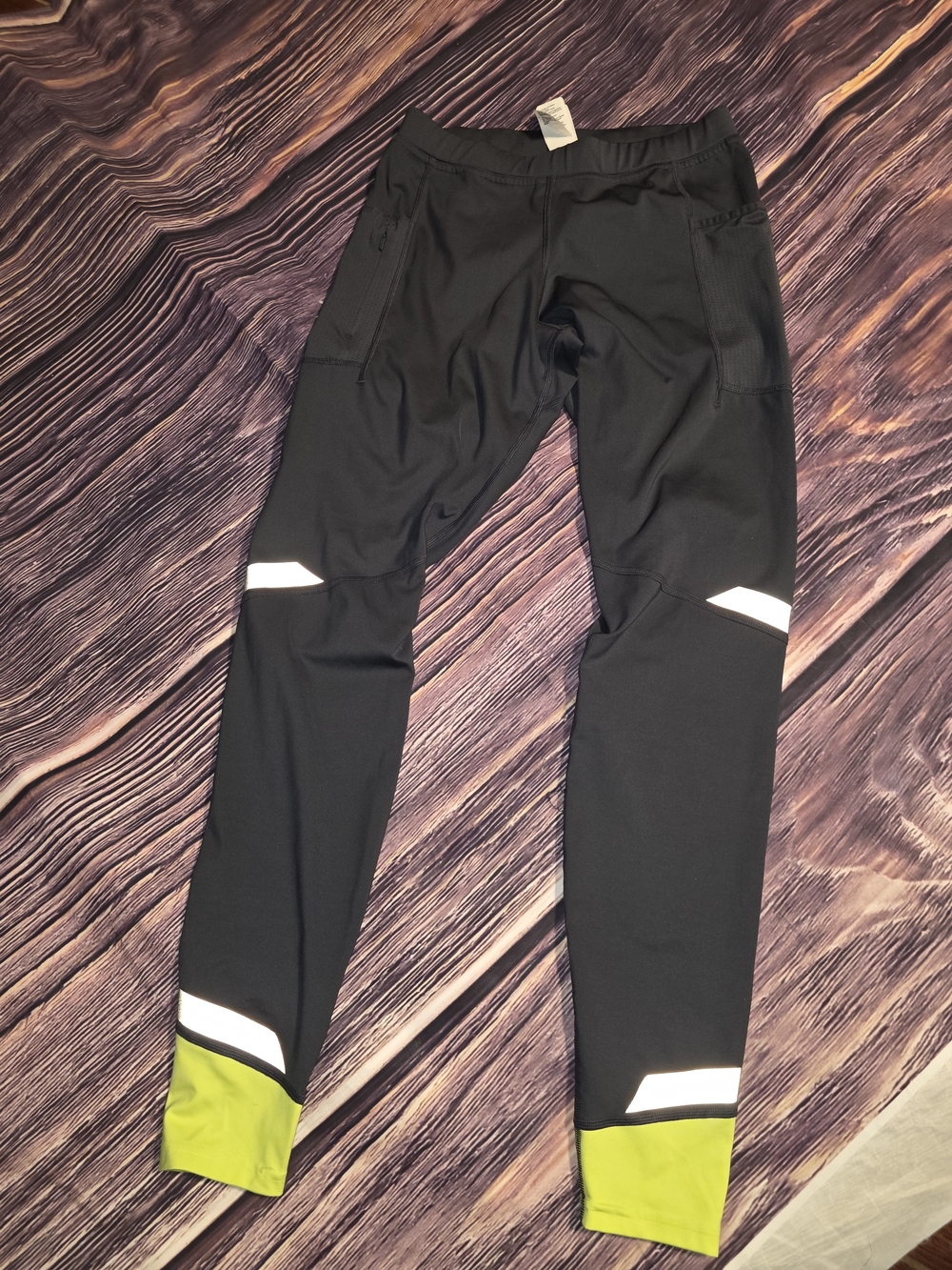 Brooks Black Jogger Pants with Lime Green Cuffs